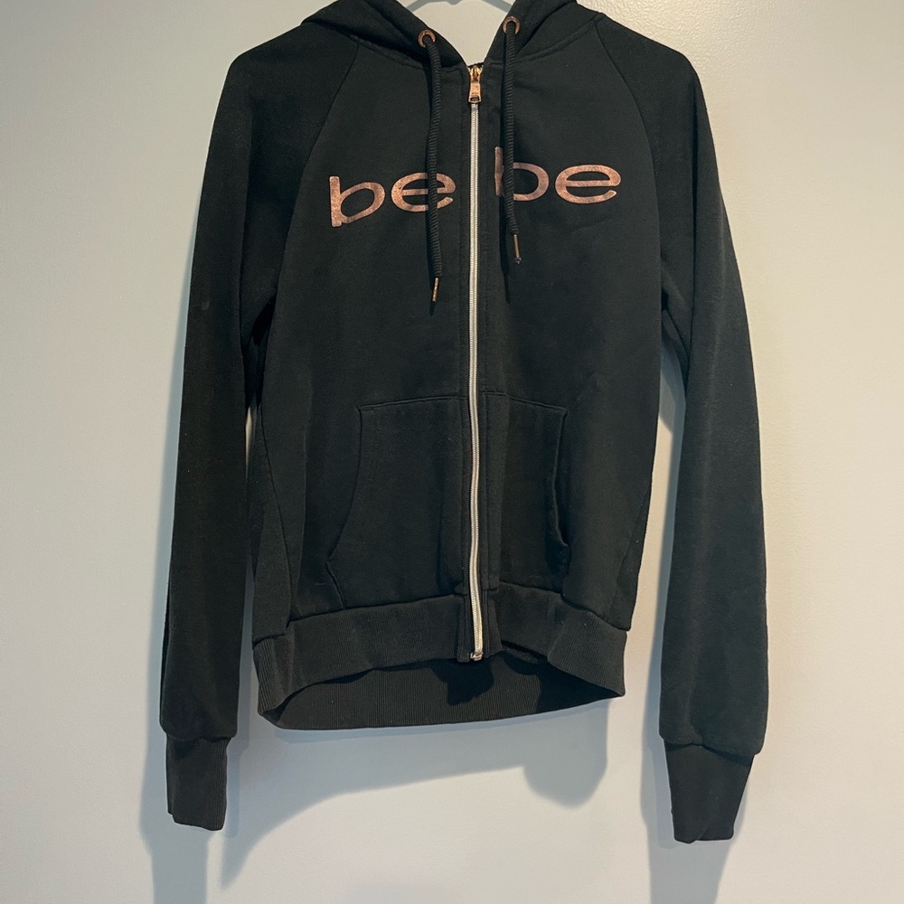 Bebe Black Hoodie with Pink Logo